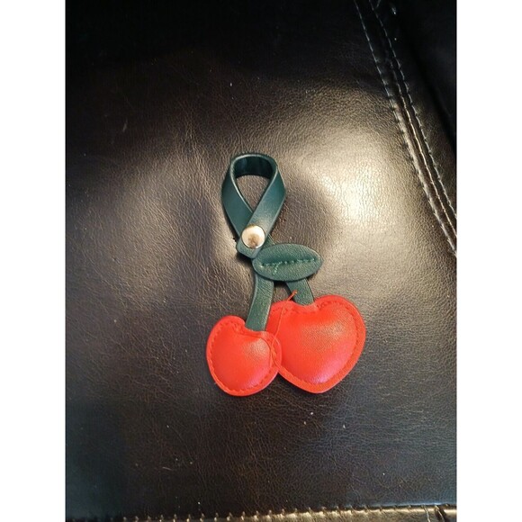 Red Cherries Cherry Keyring Keychain Key Ring Bag Hang - Picture 4 of 7